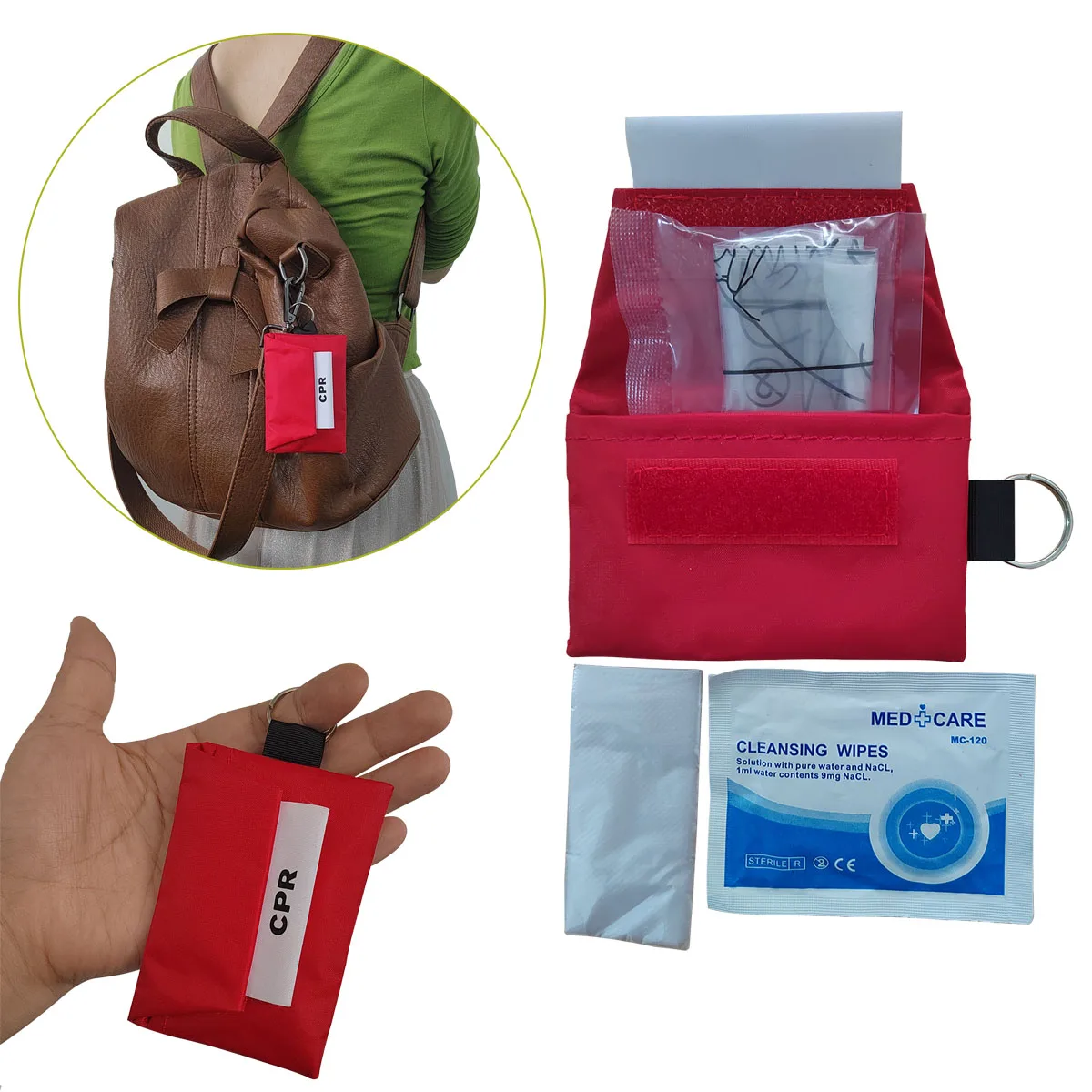 Mountain Biking First Aid Kit - Kit portachiavi con visiera CPR da